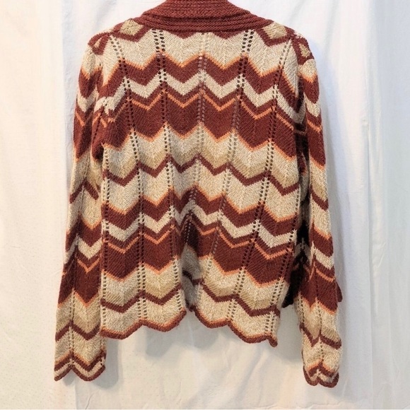 VINTAGE cardigan Italian Chevron knit wool blended Alpaca cardigan size L - Picture 3 of 9